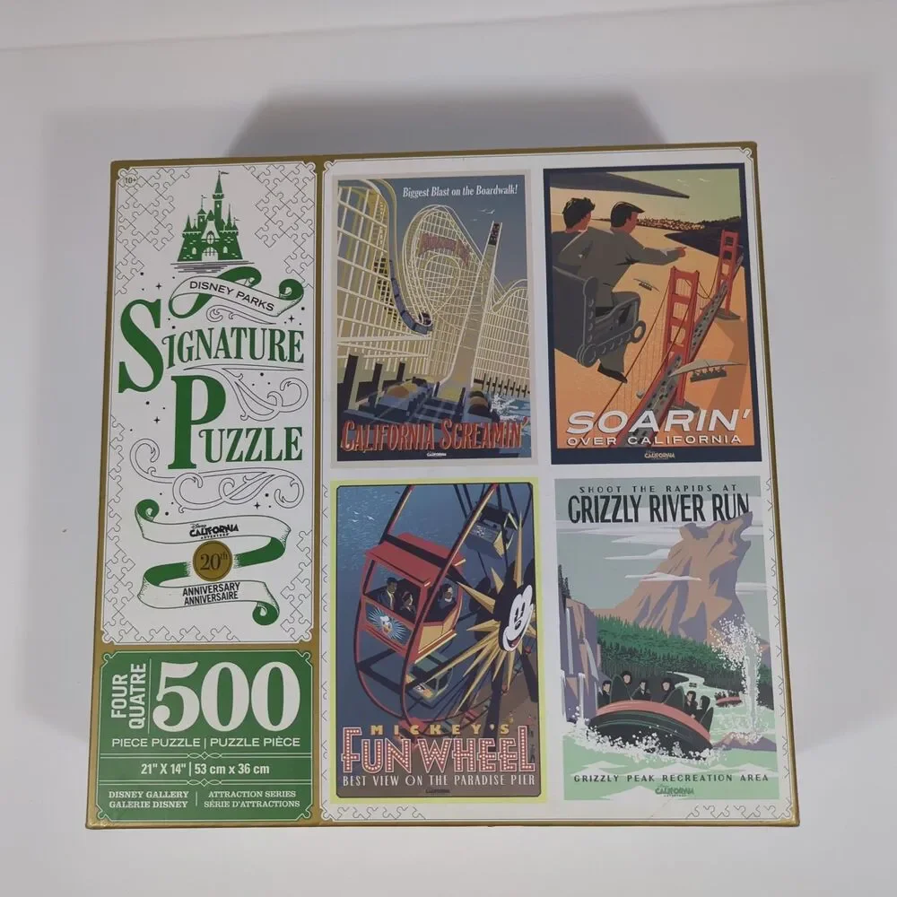 Disney California Adventure 20th Anniversary 4-Pack 500 pc Puzzle Set NIB Sealed
